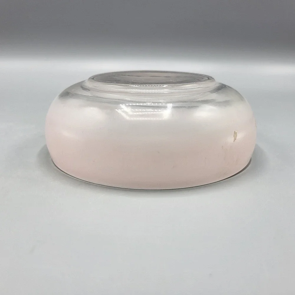 Butterfly Trinket Dish Vanity Jar Frosted Pink Glass Gold Accents Hand Painted